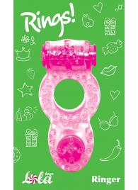 Розовое эрекционное кольцо с вибрацией Rings Ringer - Lola Games - в Копейске купить с доставкой