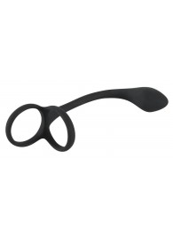 Эрекционное кольцо с утяжкой на мошонку и анальным плаг Black Velvets - Orion - в Копейске купить с доставкой