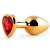 Золотистая анальная пробка с красным стразом-сердечком - 8 см. - Anal Jewelry Plug - купить с доставкой в Копейске
