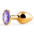 Золотистая анальная пробка с фиолетовым стразом - 7,2 см. - Anal Jewelry Plug - купить с доставкой в Копейске