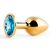 Золотистая анальная пробка с голубым стразом - 7,2 см. - Anal Jewelry Plug - купить с доставкой в Копейске