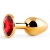 Золотистая анальная пробка с красным стразом - 7,2 см. - Anal Jewelry Plug - купить с доставкой в Копейске
