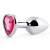 Серебристая анальная пробка с розовым кристаллом-сердечком - 7 см. - Anal Jewelry Plug - купить с доставкой в Копейске