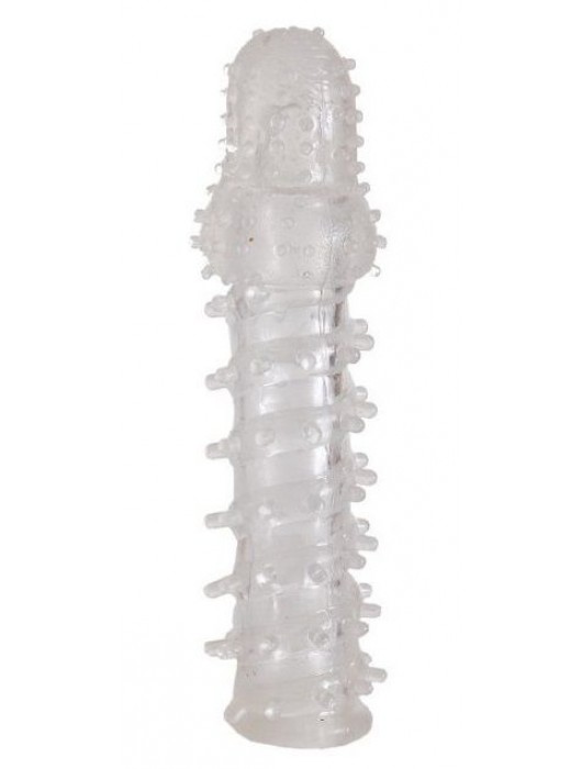 Прозрачная, закрытая насадка с шипами и точками - 13,5 см. - Toyfa Basic - в Копейске купить с доставкой