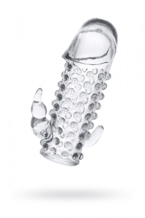 Гелевая прозрачная насадка с 2 отростками - 13 см. - Toyfa Basic - в Копейске купить с доставкой