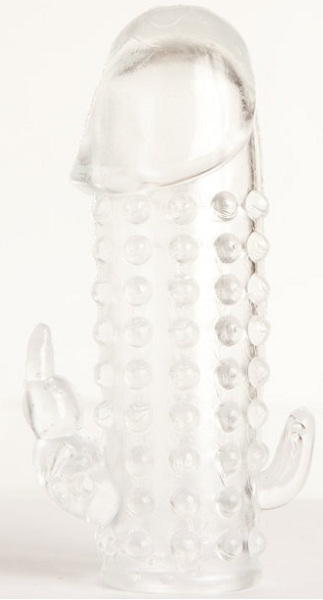 Гелевая прозрачная насадка с 2 отростками - 13 см. - Toyfa Basic - в Копейске купить с доставкой