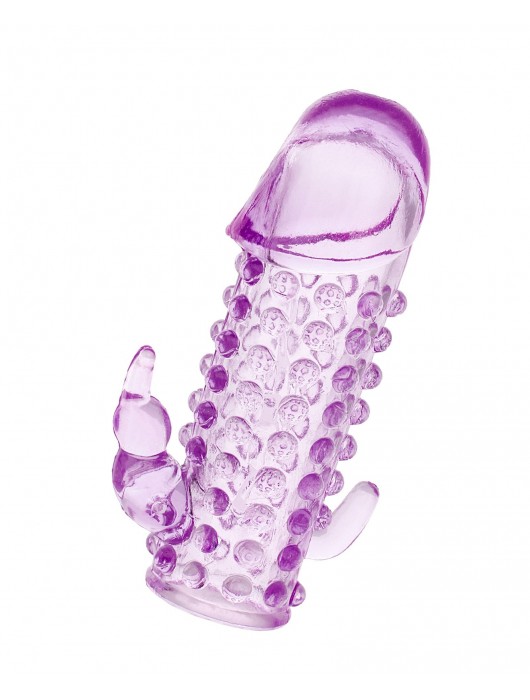 Закрытая фиолетовая насадка с 2 отростками - 13 см. - Toyfa Basic - в Копейске купить с доставкой