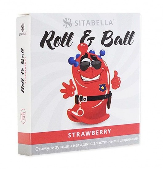 Стимулирующий презерватив-насадка Roll   Ball Strawberry - Sitabella - купить с доставкой в Копейске