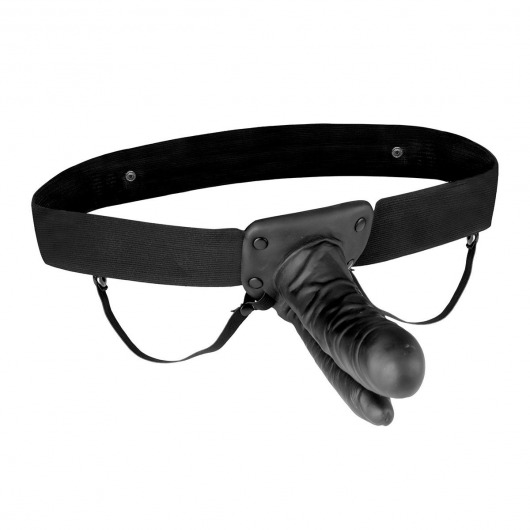 Полый страпон с двумя отростками и вибрацией Unisex Vibrating Hollow Strap-On Double Penetrating Dildo - 17,8 см. - Lux Fetish - купить с доставкой в Копейске