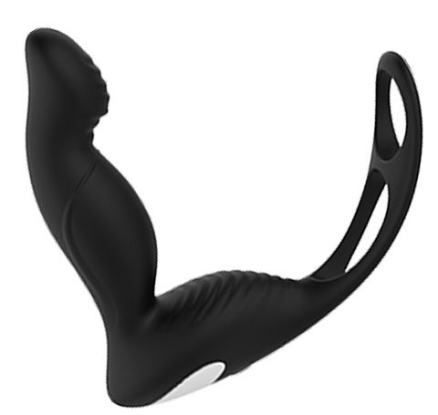 Черный вибромассажер простаты P-PLEASER W ERECTION ENHANCE - Dream Toys - в Копейске купить с доставкой