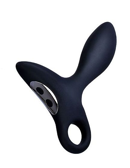 Черный силиконовый анальный вибромассажер Erokey с колечком-ограничителем - Erokay - в Копейске купить с доставкой
