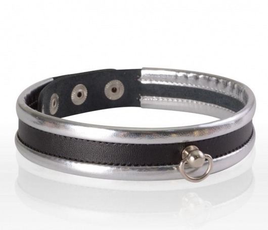 Узкий серебристо-черный ошейник - Sitabella - купить с доставкой в Копейске