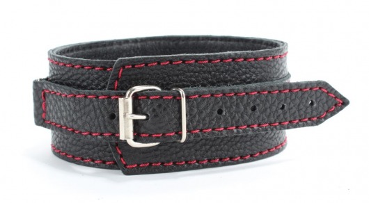 Черный ошейник из натуральной кожи с шипами - БДСМ Арсенал - купить с доставкой в Копейске