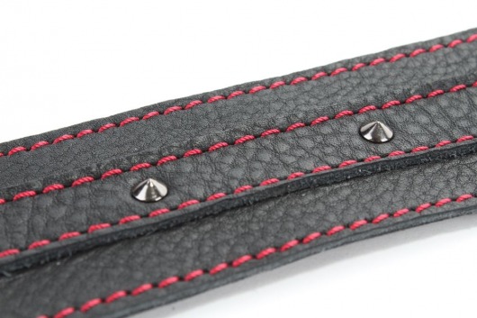 Черный ошейник из натуральной кожи с шипами - БДСМ Арсенал - купить с доставкой в Копейске