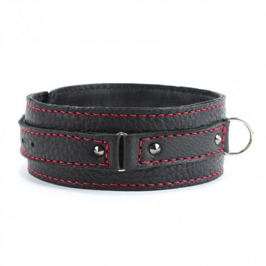 Черный ошейник из натуральной кожи с шипами - БДСМ Арсенал - купить с доставкой в Копейске