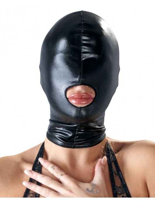 Черная эластичная маска на голову с отверстием для рта - Orion - купить с доставкой в Копейске
