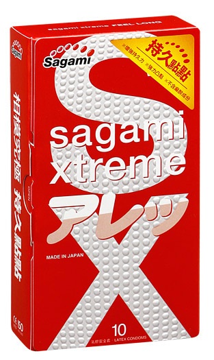 Утолщенные презервативы Sagami Xtreme Feel Long с точками - 10 шт. - Sagami - купить с доставкой в Копейске