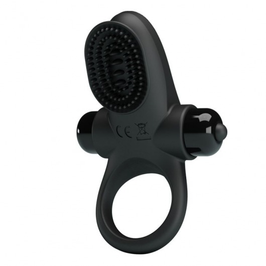 Черное эрекционное виброкольцо в клиторальной щеточкой Vibrant Penis Ring II - Baile - в Копейске купить с доставкой