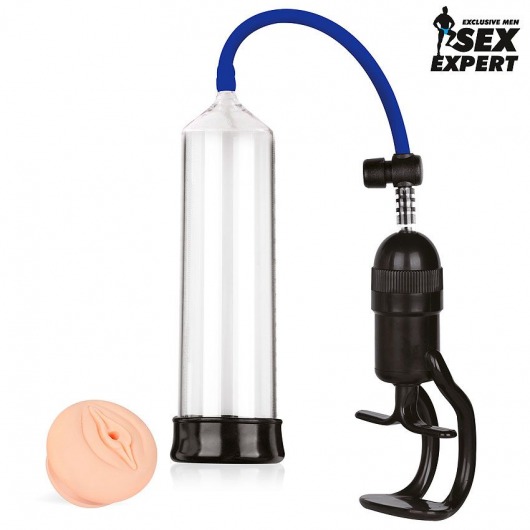 Прозрачная вакуумная помпа с ручным поршнем - Sex Expert - в Копейске купить с доставкой