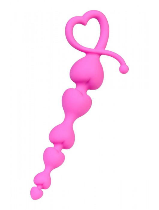 Розовая силиконовая анальная цепочка Sweety - 18,5 см. - ToyFa