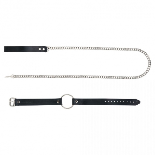 Черный поводок и чокер с кольцом Rada - Rebelts - купить с доставкой в Копейске