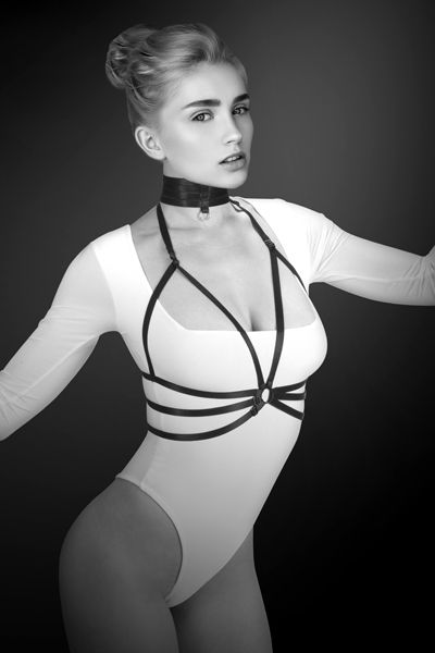 Черная упряжь на грудь Julia - Bijoux Pour Toi - купить с доставкой в Копейске