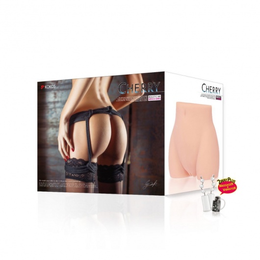 Мастурбатор-полуторс Cherry с вибрацией и двумя любовными тоннелями - KOKOS - в Копейске купить с доставкой