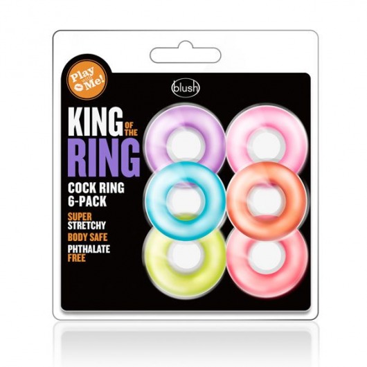 Набор из 6 эрекционных колец King of the Ring - Blush Novelties - в Копейске купить с доставкой