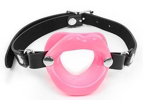 Розовый кляп-губки на черном ремешке - Notabu - купить с доставкой в Копейске