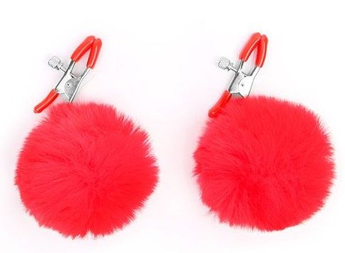 Зажимы для сосков с красным пушком - Notabu - купить с доставкой в Копейске