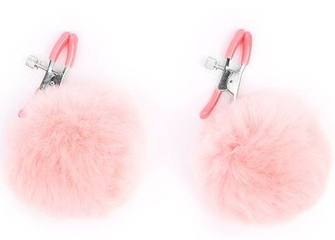 Зажимы для сосков с розовым пушком - Notabu - купить с доставкой в Копейске