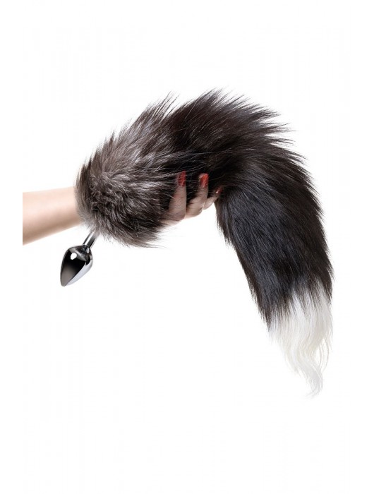 Серебристая металлическая анальная втулка с хвостом чернобурой лисы - размер S - ToyFa - купить с доставкой в Копейске