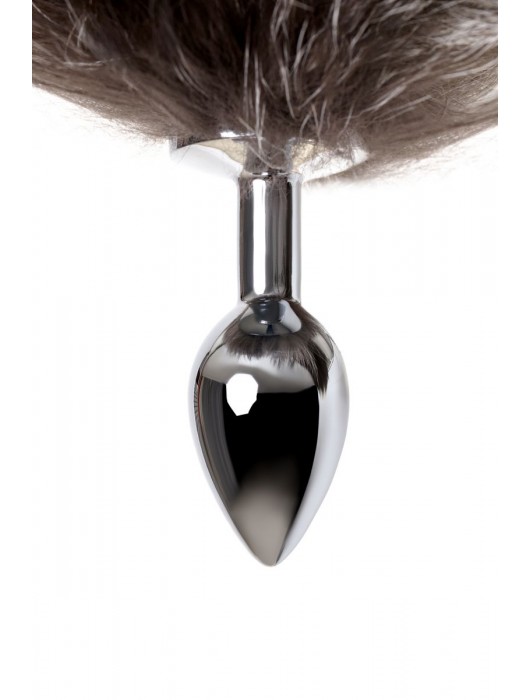 Серебристая металлическая анальная втулка с хвостом чернобурой лисы - размер S - ToyFa - купить с доставкой в Копейске