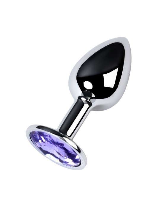 Серебристая конусовидная анальная пробка с фиолетовым кристаллом - 7 см. - ToyFa - купить с доставкой в Копейске