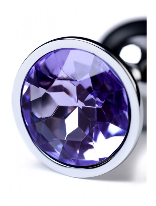 Серебристая конусовидная анальная пробка с фиолетовым кристаллом - 7 см. - ToyFa - купить с доставкой в Копейске