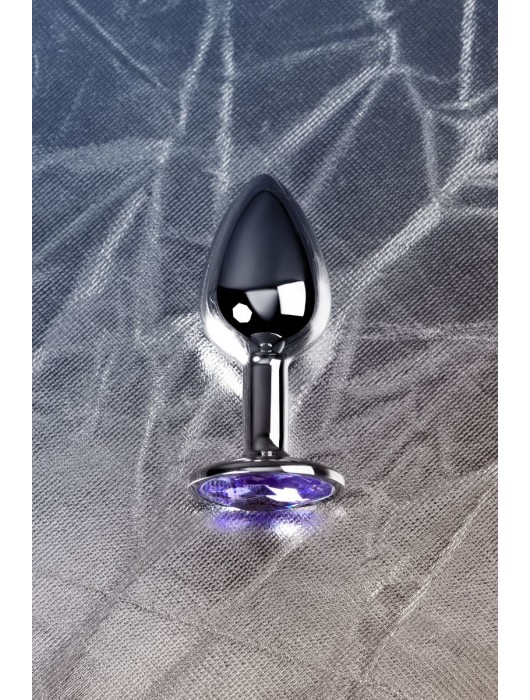 Серебристая конусовидная анальная пробка с фиолетовым кристаллом - 7 см. - ToyFa - купить с доставкой в Копейске