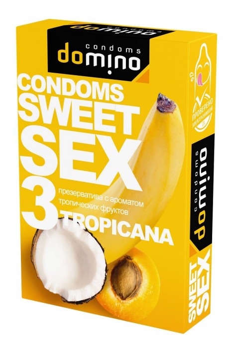 Презервативы для орального секса DOMINO Sweet Sex с ароматом тропических фруктов - 3 шт. - Domino - купить с доставкой в Копейске