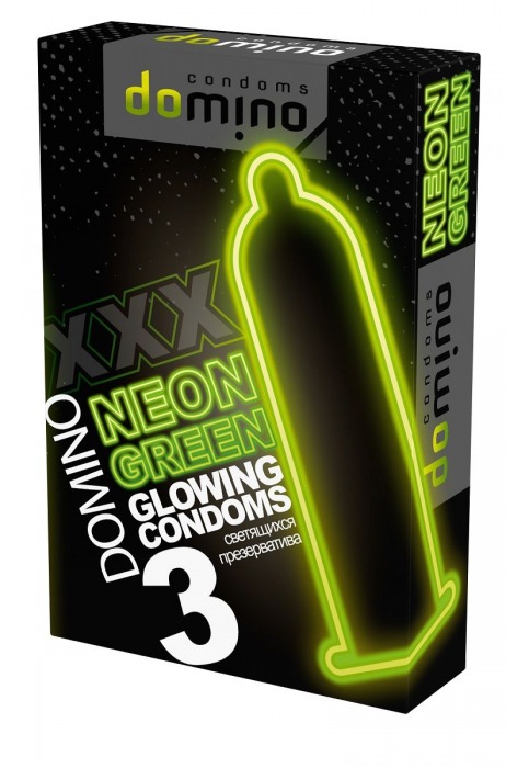 Презервативы DOMINO Neon Green со светящимся в темноте кончиком - 3 шт. - Domino - купить с доставкой в Копейске