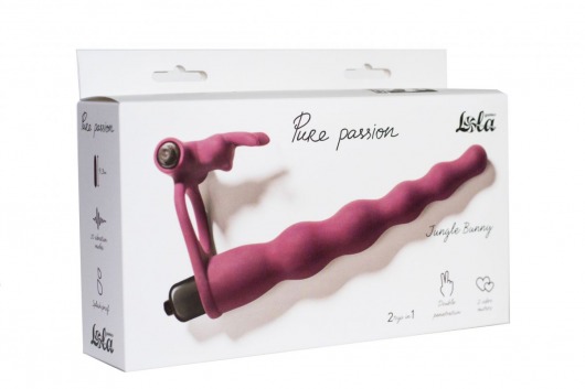 Бордовая вибронасадка для двойного проникновения Jungle Bunny - 17 см. - Lola Games - купить с доставкой в Копейске