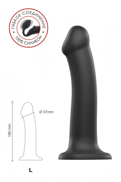 Черный фаллос на присоске Silicone Bendable Dildo L - 19 см. - Strap-on-me - купить с доставкой в Копейске