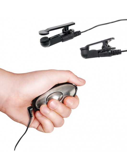 Черные электрические зажимы для сосков Shock Therapy Nipple Clamps - Pipedream - купить с доставкой в Копейске