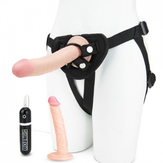 Регулируемые трусики с 2 насадками - 16 и 15 см. - Lux Fetish - купить с доставкой в Копейске