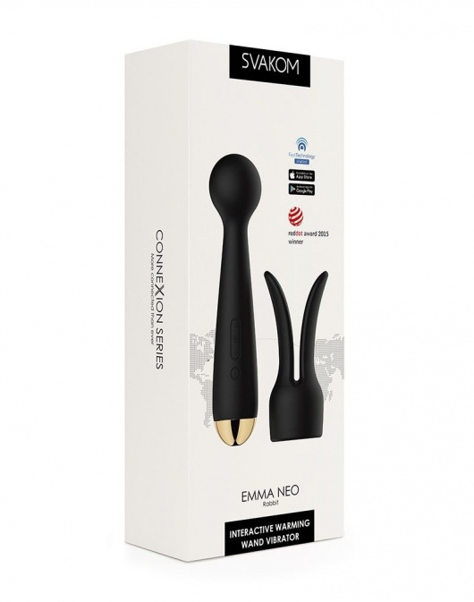 Черный интерактивный нагревающийся вибромассажер Emma Neo - Svakom