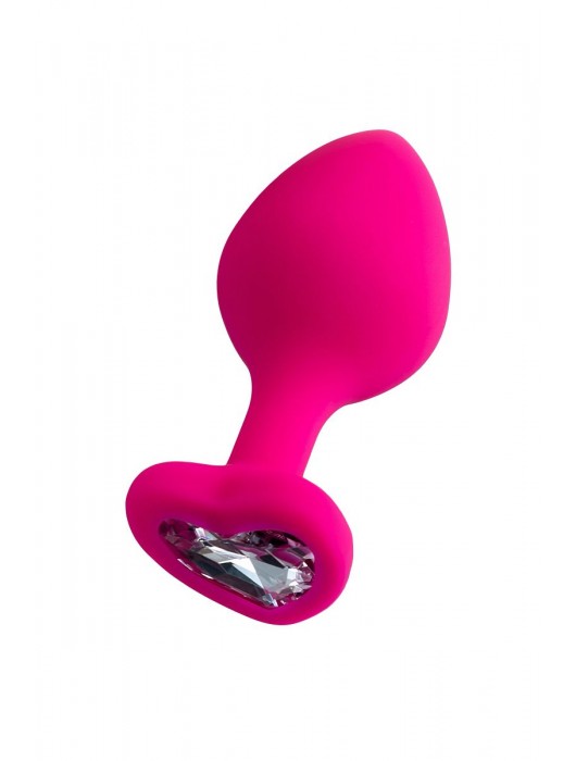 Розовая анальная втулка Diamond Heart с прозрачным кристаллом - 8 см. - ToyFa - купить с доставкой в Копейске