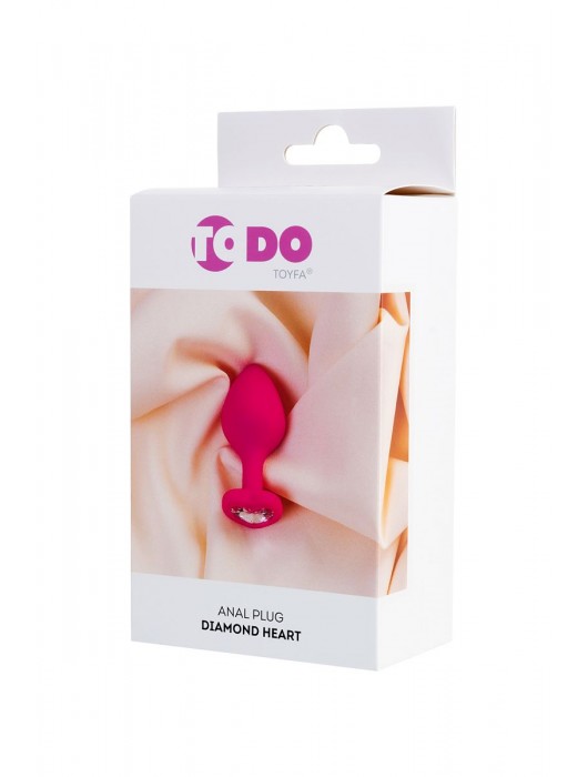 Розовая анальная втулка Diamond Heart с прозрачным кристаллом - 8 см. - ToyFa - купить с доставкой в Копейске