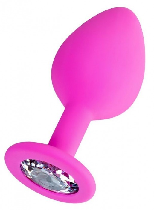 Розовая анальная втулка Brilliant с прозрачным кристаллом - 8 см. - ToyFa - купить с доставкой в Копейске