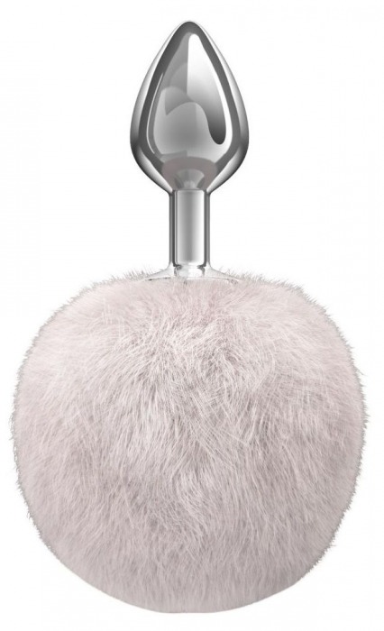 Серебристая анальная пробка с белым пушистым хвостиком Twinkle - Lola Games - купить с доставкой в Копейске