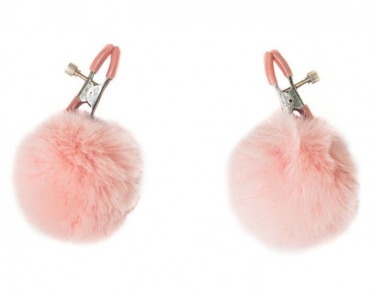 Зажимы на соски Angelic с розовыми меховыми шариками - Lola Games - купить с доставкой в Копейске