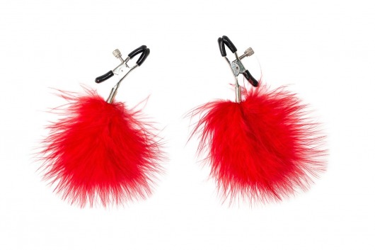 Зажимы на соски с красным пухом Euphoric - Lola Games - купить с доставкой в Копейске