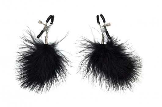 Зажимы на соски с черным пухом Euphoric - Lola Games - купить с доставкой в Копейске